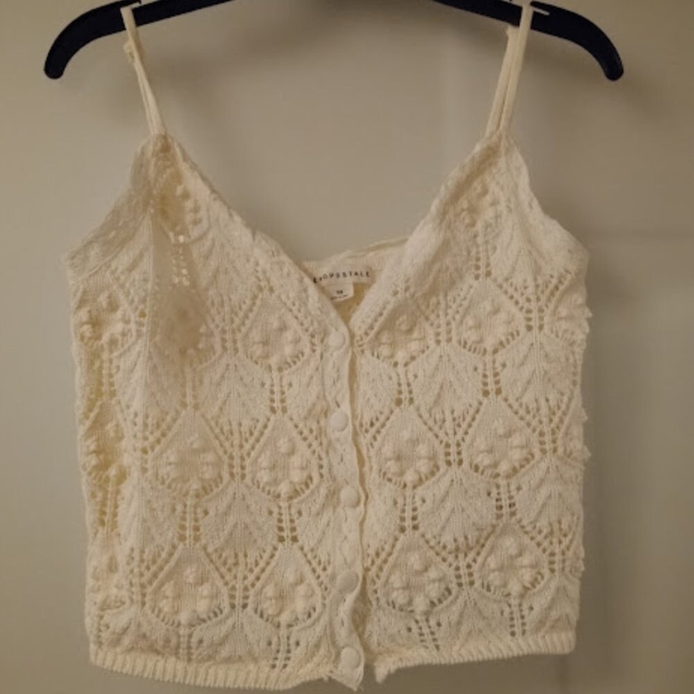 white crochet style tank